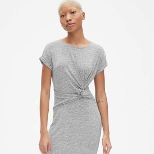 GAP Gray Softspun Short Sleeve Twist-Knot Dress M